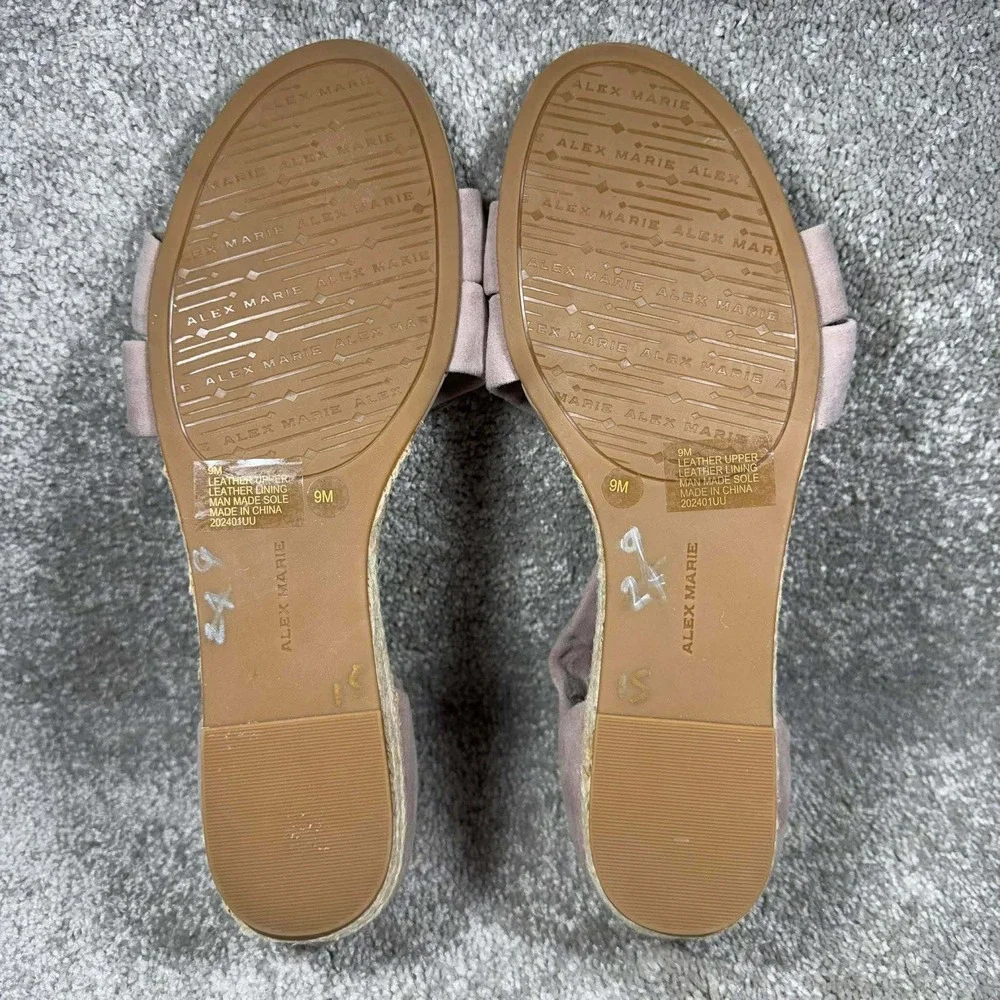Alex Marie Espadrille Wedge Sandals Leather Mauve‎ Taupe Strappy - Women Size 9M